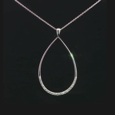 Diamond Teardrop Pendant in 18ct White Gold