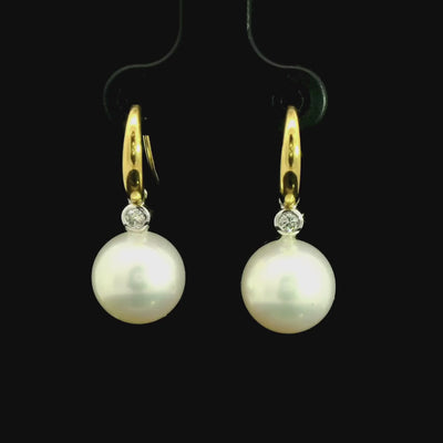 South Seal Pearl Earrings in 18ct White & Yellow Gold | Brinkhaus Jewellers