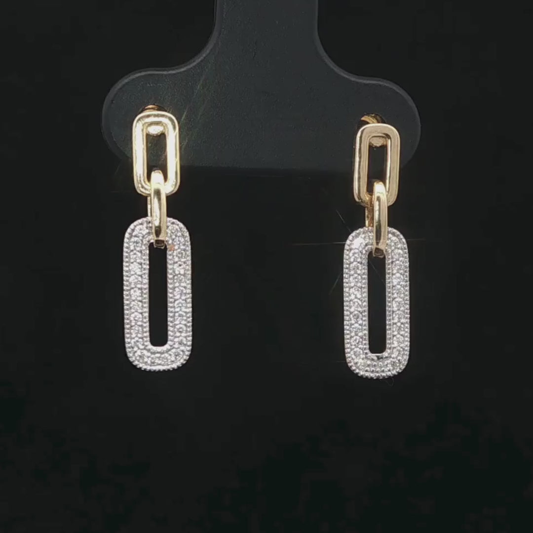 Diamond Link Drop Earrings in 18ct Yellow Gold