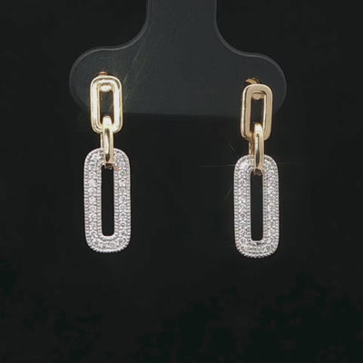 Diamond Link Drop Earrings in 18ct Yellow Gold
