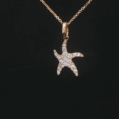 Diamond Starfish Pendant in 18ct Yellow Gold