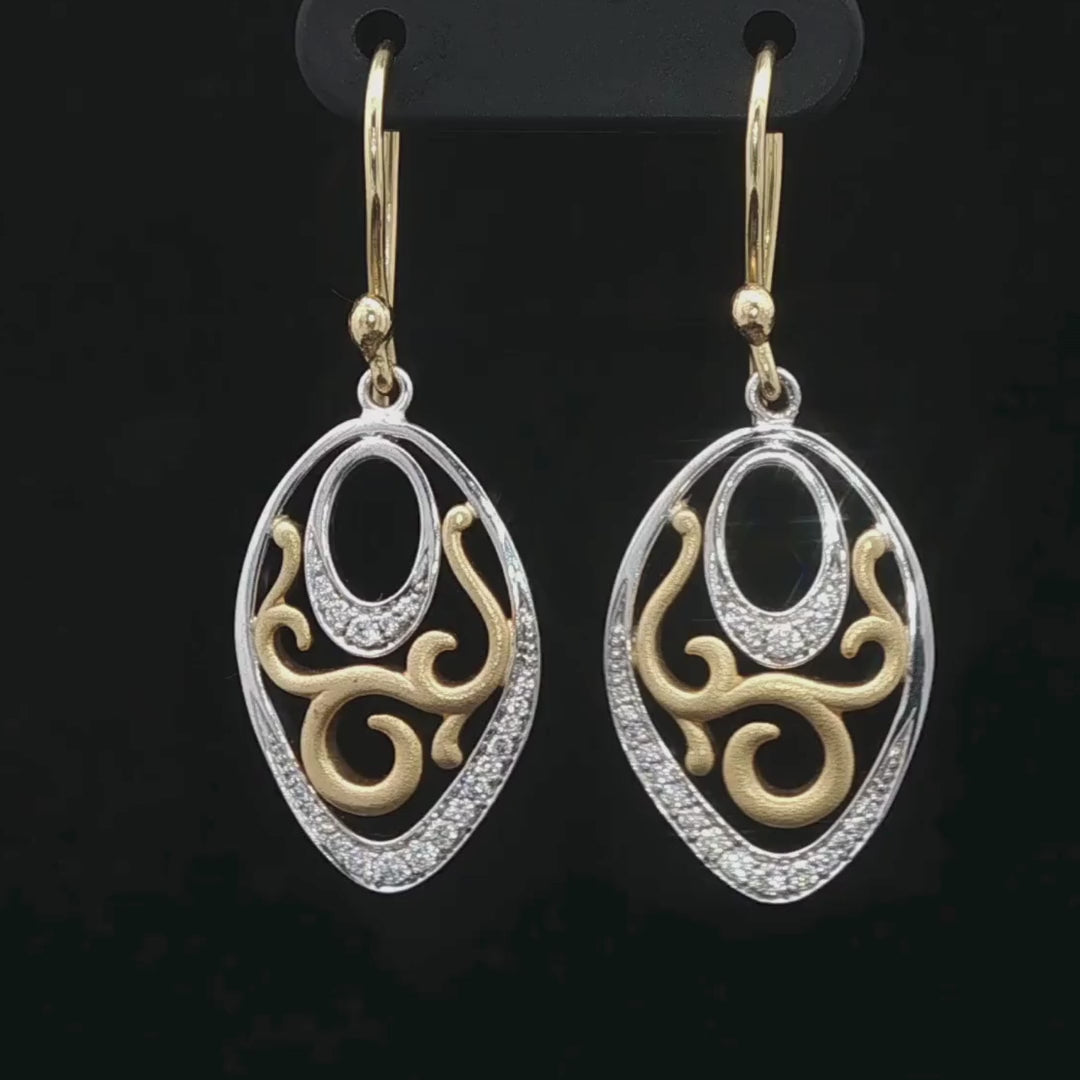 Diamond Drop Earrings in 18ct Yellow and White Gold 