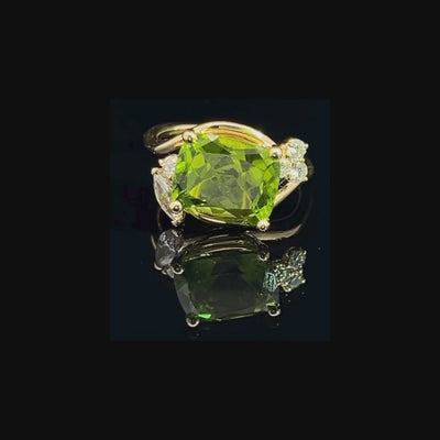 Cushion-Cut Peridot & Diamond Ring in 18ct Yellow Gold Perth