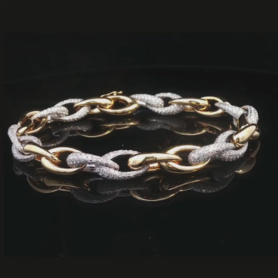 Diamond Chain Link Bracelet in 18ct Yellow Gold