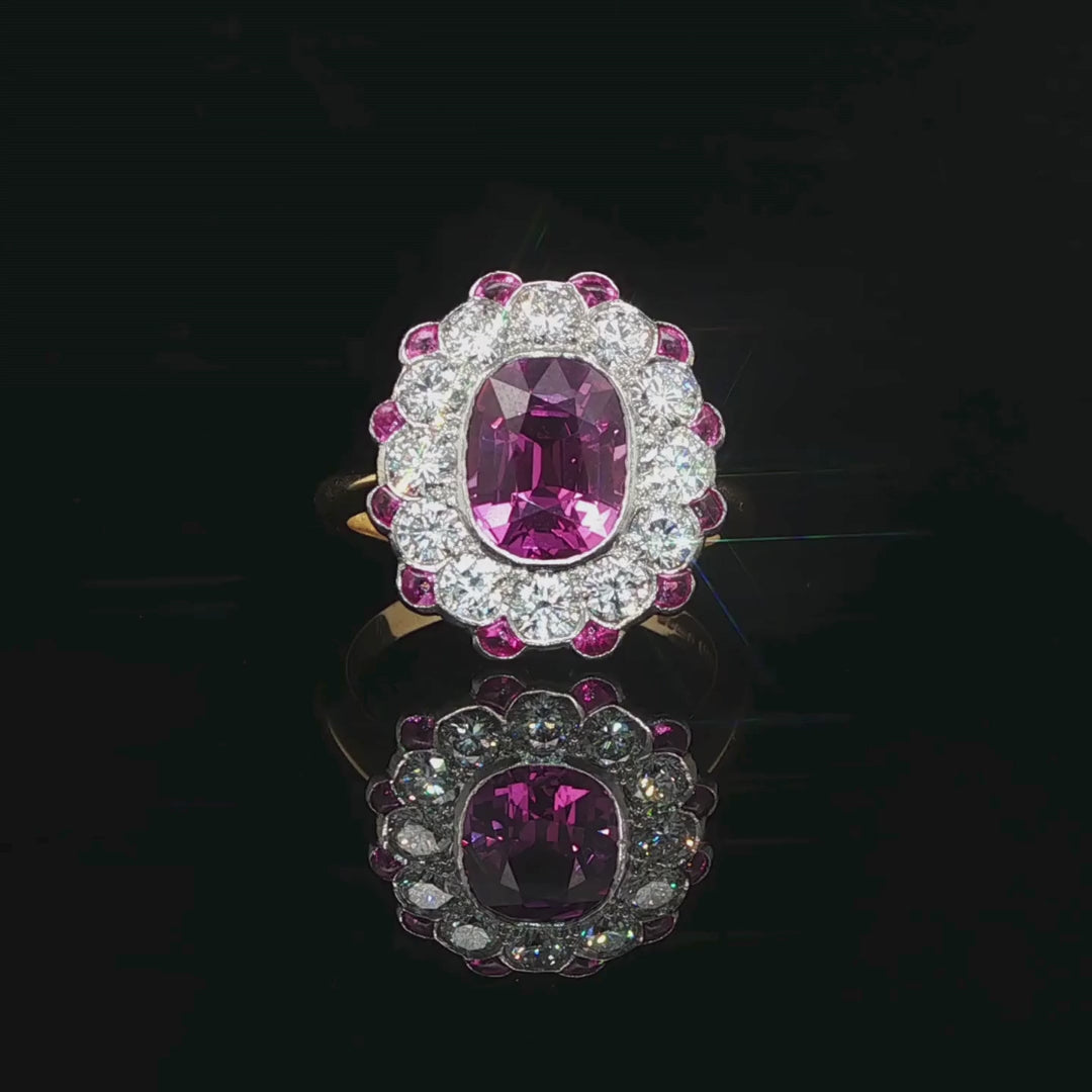 Pink Sapphire and Diamond Ring in Platinum and 18ct Yellow Gold | Brinkhaus Jewellers Claremont 
