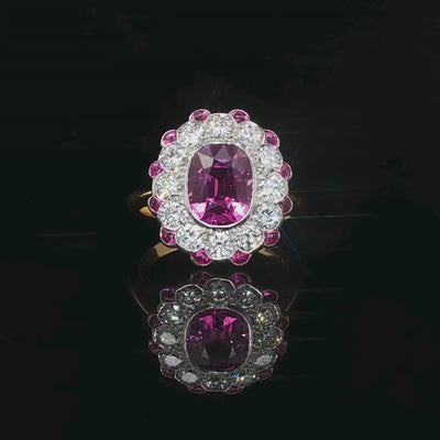 Pink Sapphire and Diamond Ring in Platinum and 18ct Yellow Gold | Brinkhaus Jewellers Claremont 