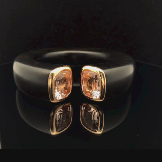 Ebony Wood and Morganite Bangle in 18ct Rose Gold