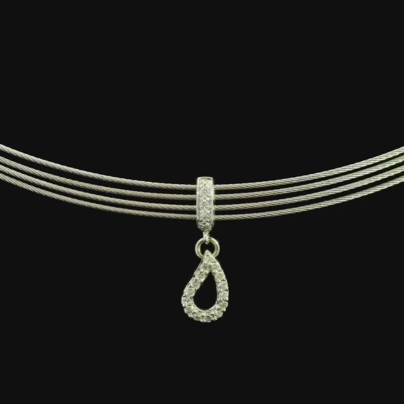 Diamond Teardrop Pendant in 18ct White Gold