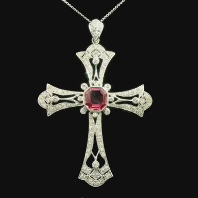 Pink Sapphire & Diamond Cross Pendant in 18ct White Gold | Brinkhaus Jewellers Claremont
