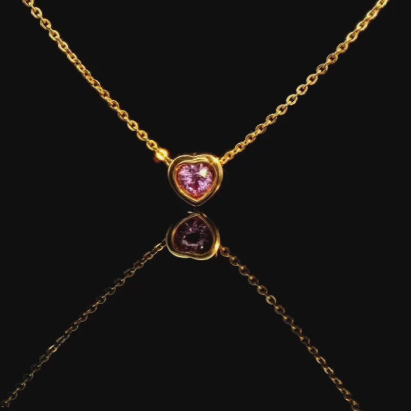 Heart-Shaped Pink Sapphire Pendant in 18ct Yellow Gold | Brinkhaus Jewellers