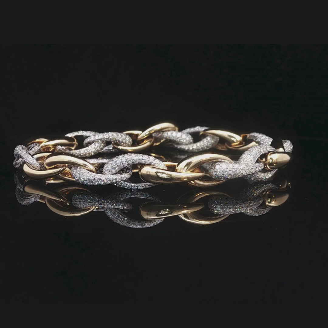 Diamond Chain Link Bracelet in 18ct Yellow Gold