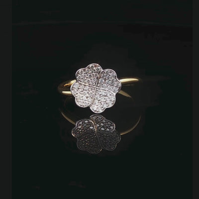 Flower Shaped Diamond Ring in 18ct Yellow and White Gold
