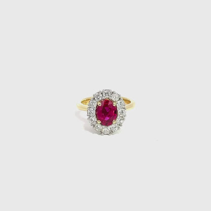 ruby and diamond halo ring