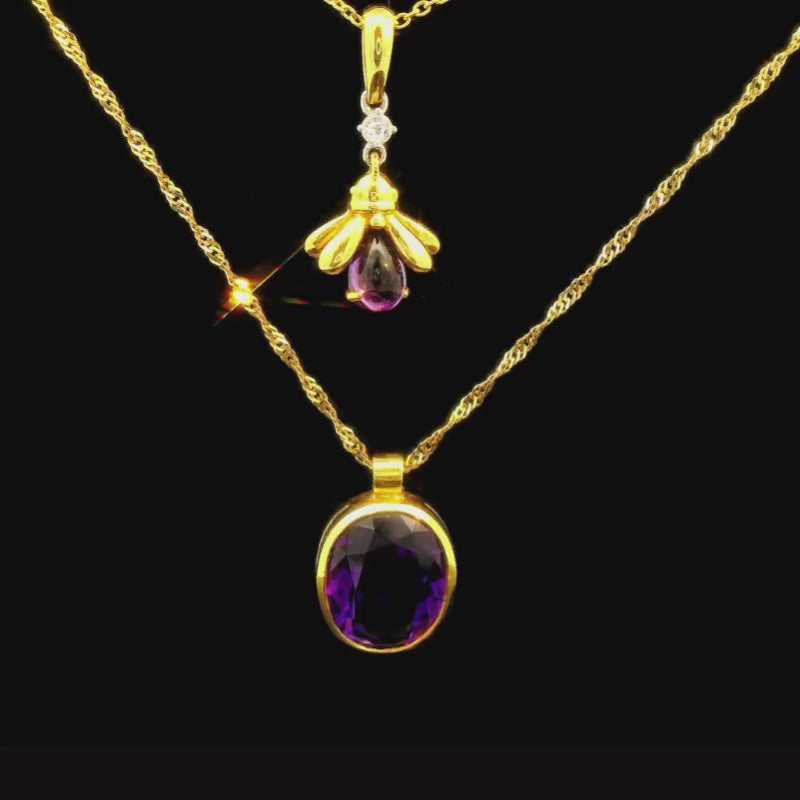 Oval Cut Amethyst Pendant in 18ct Yellow Gold | Brinkhaus Jewellers 
