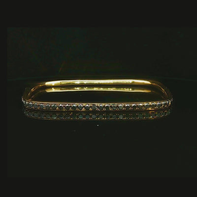 Black Diamond Hinged Bracelet in 18ct Yellow Gold
