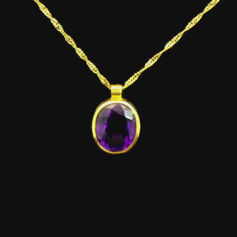 Oval Cut Amethyst Pendant in 18ct Yellow Gold | Brinkhaus Jewellers Claremont