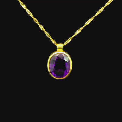 Oval Cut Amethyst Pendant in 18ct Yellow Gold | Brinkhaus Jewellers Claremont
