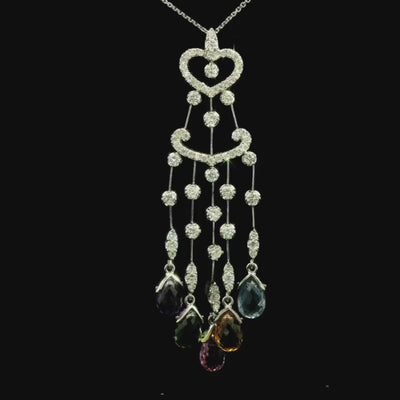 Sapphire & Diamond Drop Pendant in 18ct White Gold