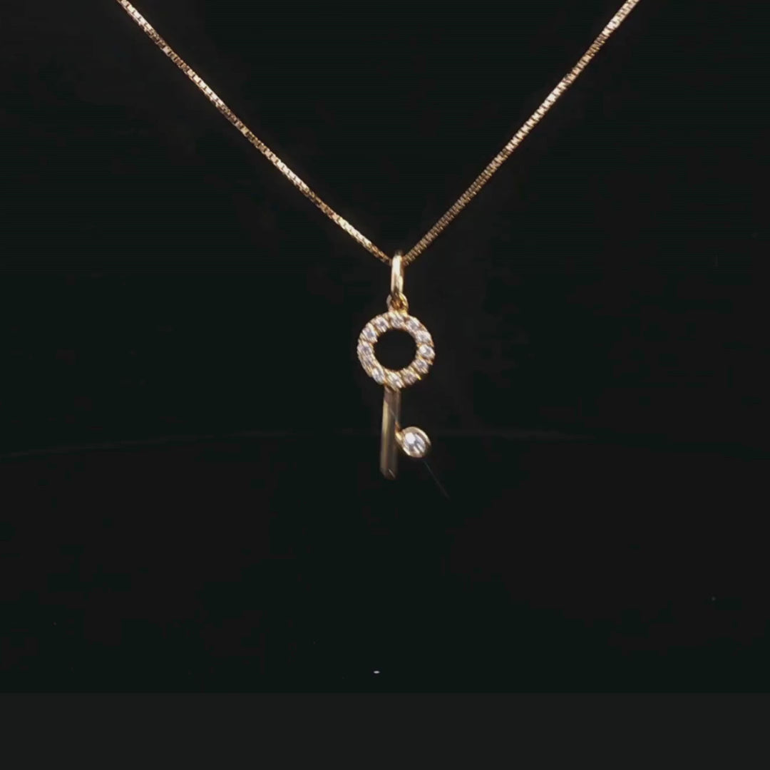 Diamond Key Necklace in 18ct Yellow Gold 