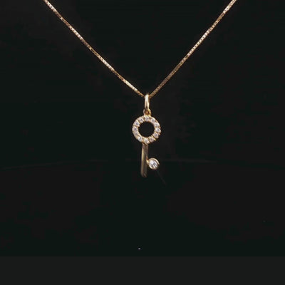Diamond Key Necklace in 18ct Yellow Gold 