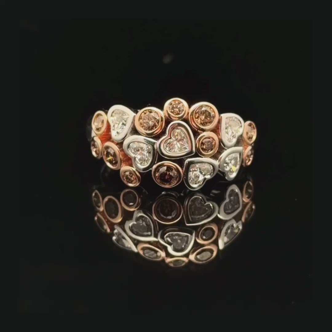Diamond Heart Eternity Band in 18ct White & Yellow Gold