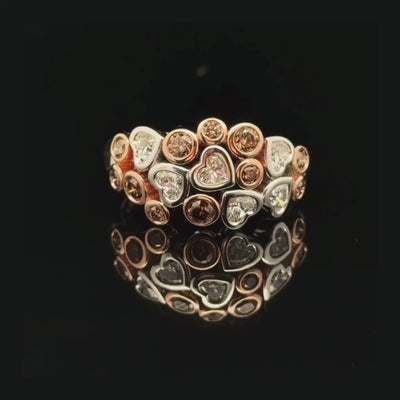 Diamond Heart Eternity Band in 18ct White & Yellow Gold