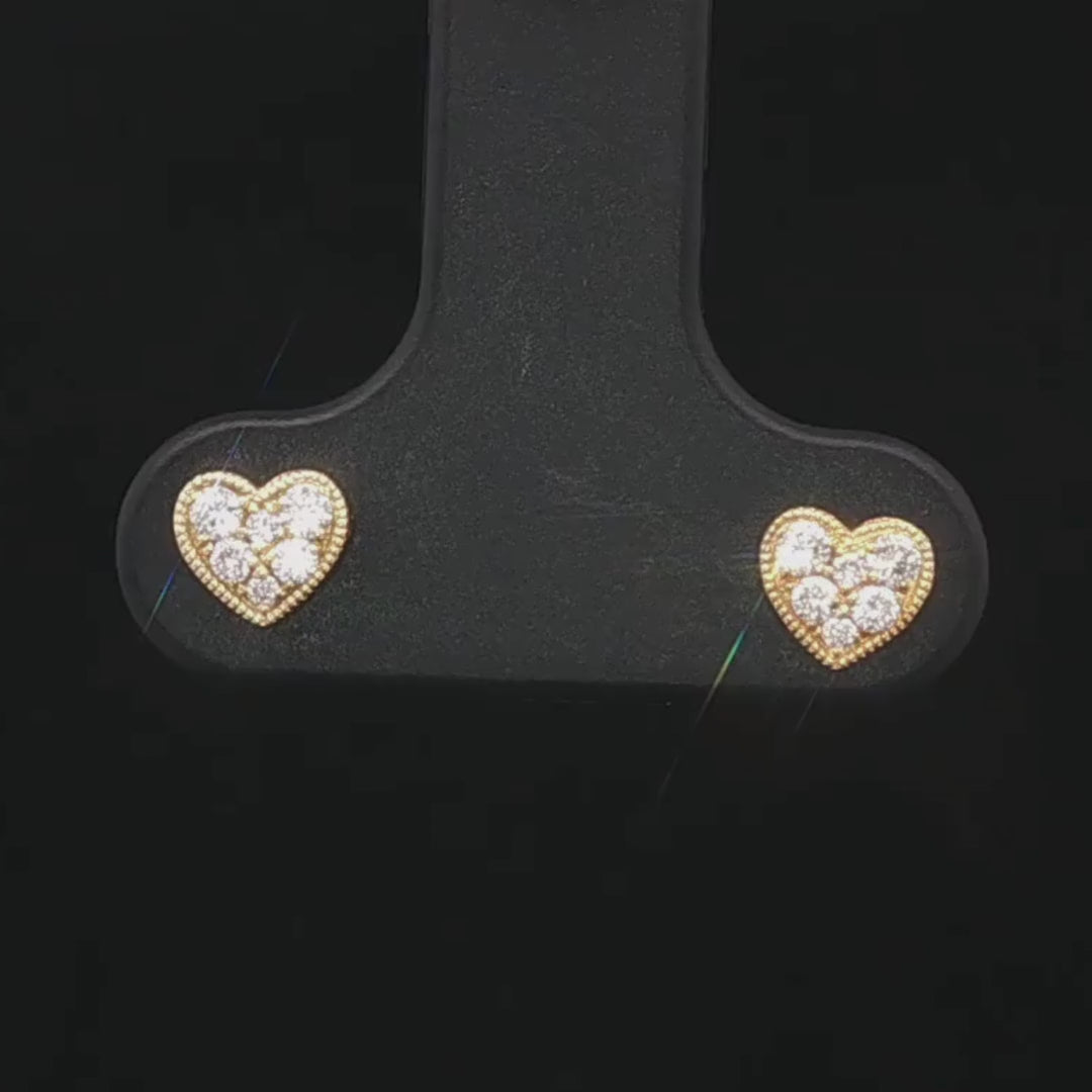 Diamond Heart Earrings in 18ct Yellow Gold