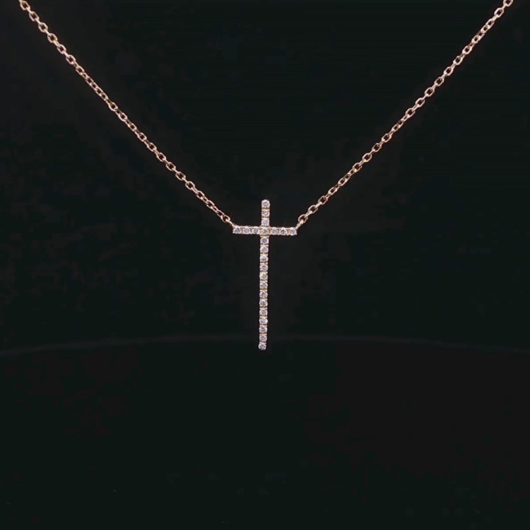Diamond Cross Necklace in 18ct Yellow Gold 