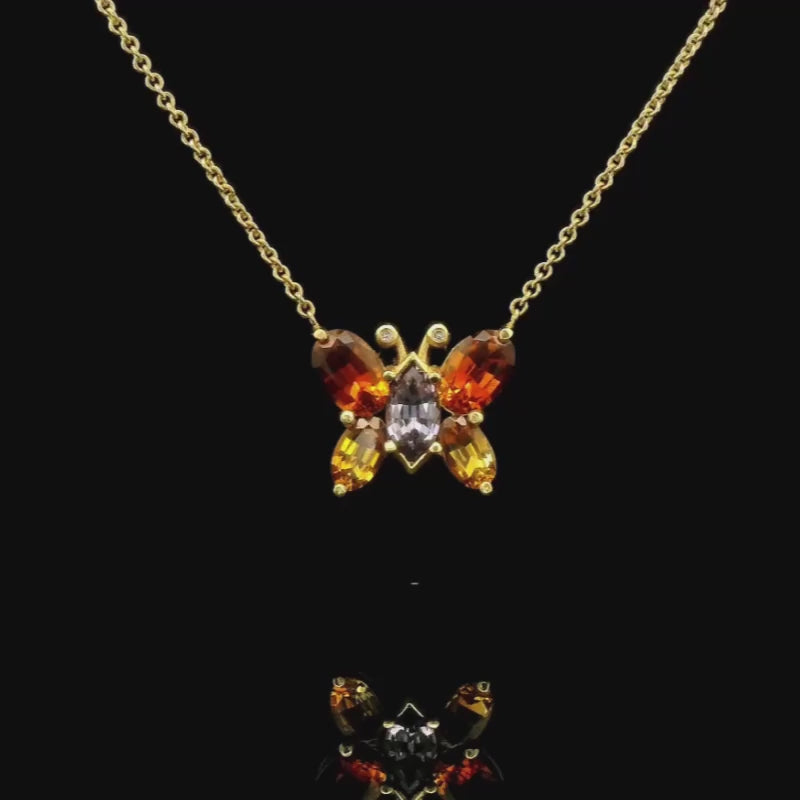 Sapphire Butterfly Necklace in 18ct Yellow Gold  | Brinkhaus Jewellers Claremont