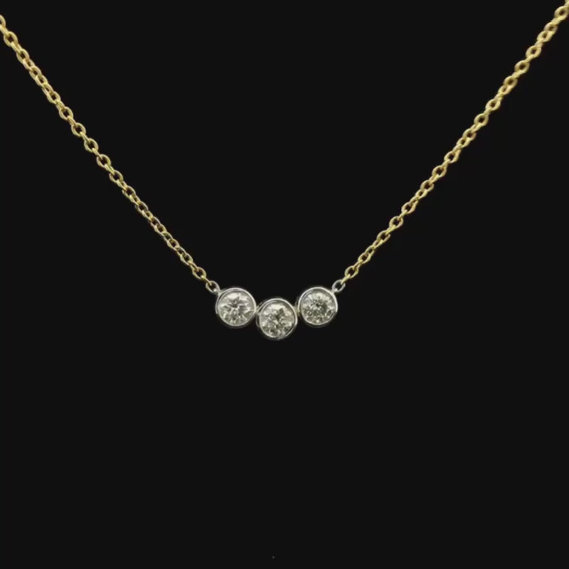 Three-Stone Diamond Pendant in 18ct White & Yellow Gold | Brinkhaus Jewellers