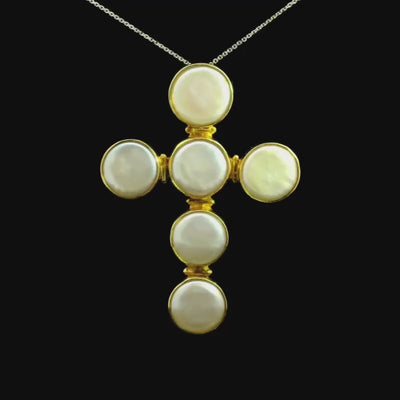 Mother of Pearl Cross Pendant in 18ct Yellow Gold | Brinkhaus Jewellers Perth 