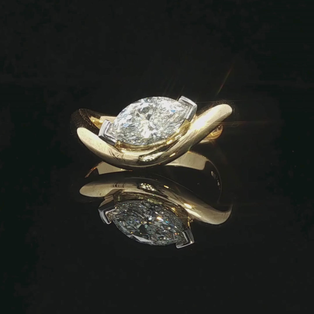 Marquise Diamond Engagement Ring in 18ct White Gold & Platinum