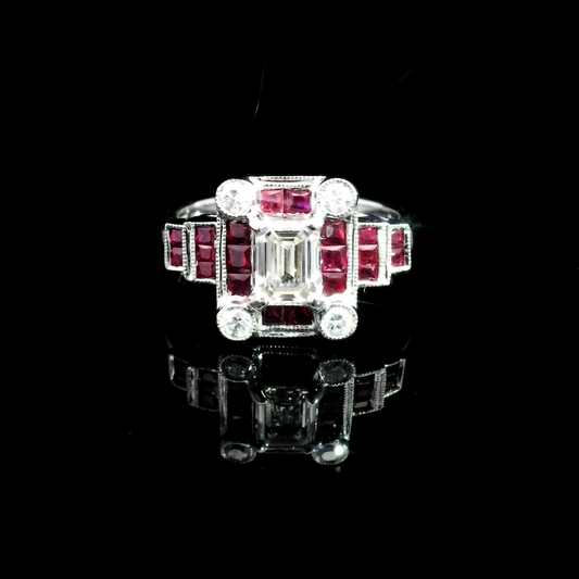 Lab Grown Diamond, natural diamond and ruby ring