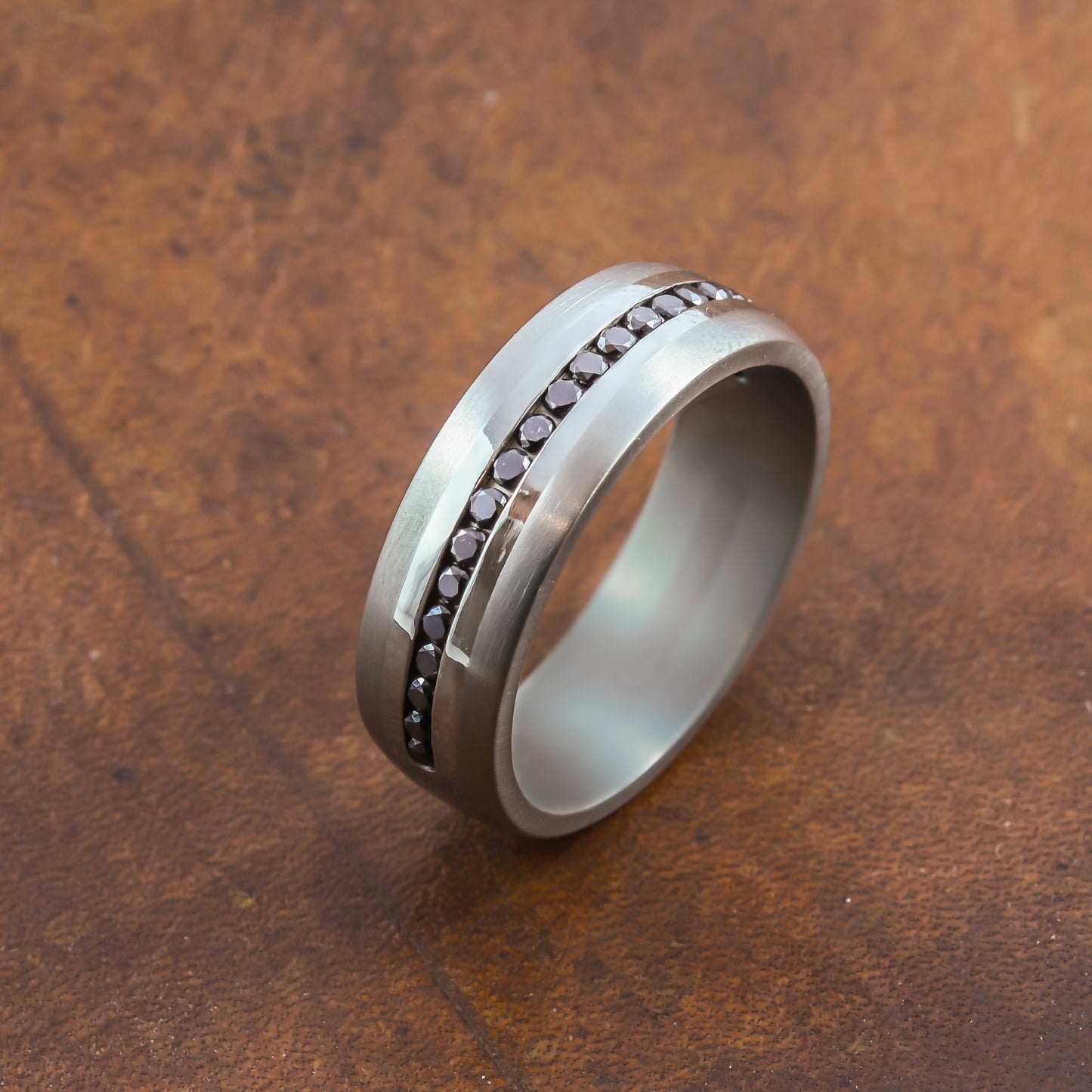 black diamond titanium mens wedding ring