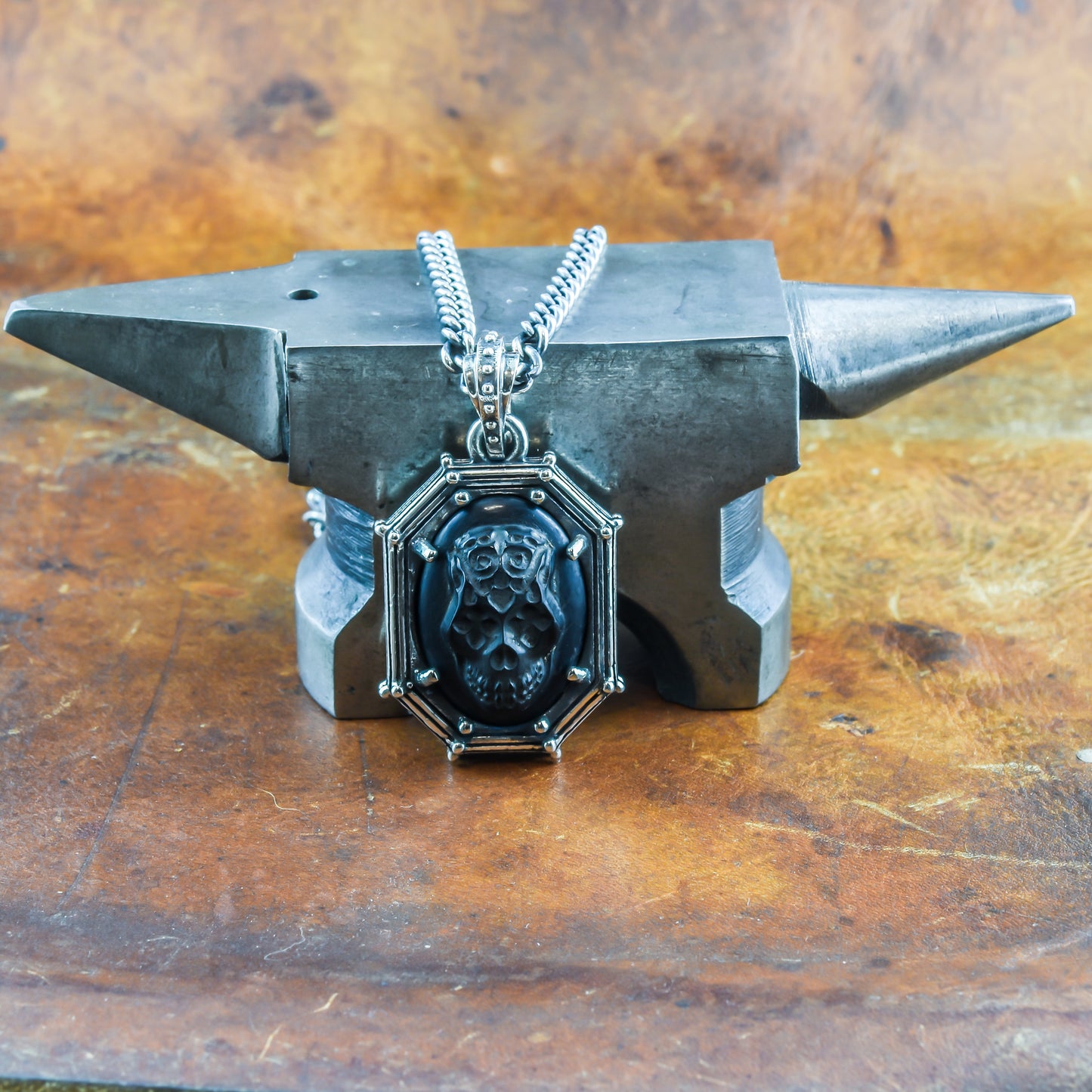 Men's Skull Necklace in Sterling Silver