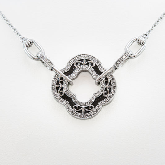 Onyx Necklace in 18ct White Gold With Diamonds