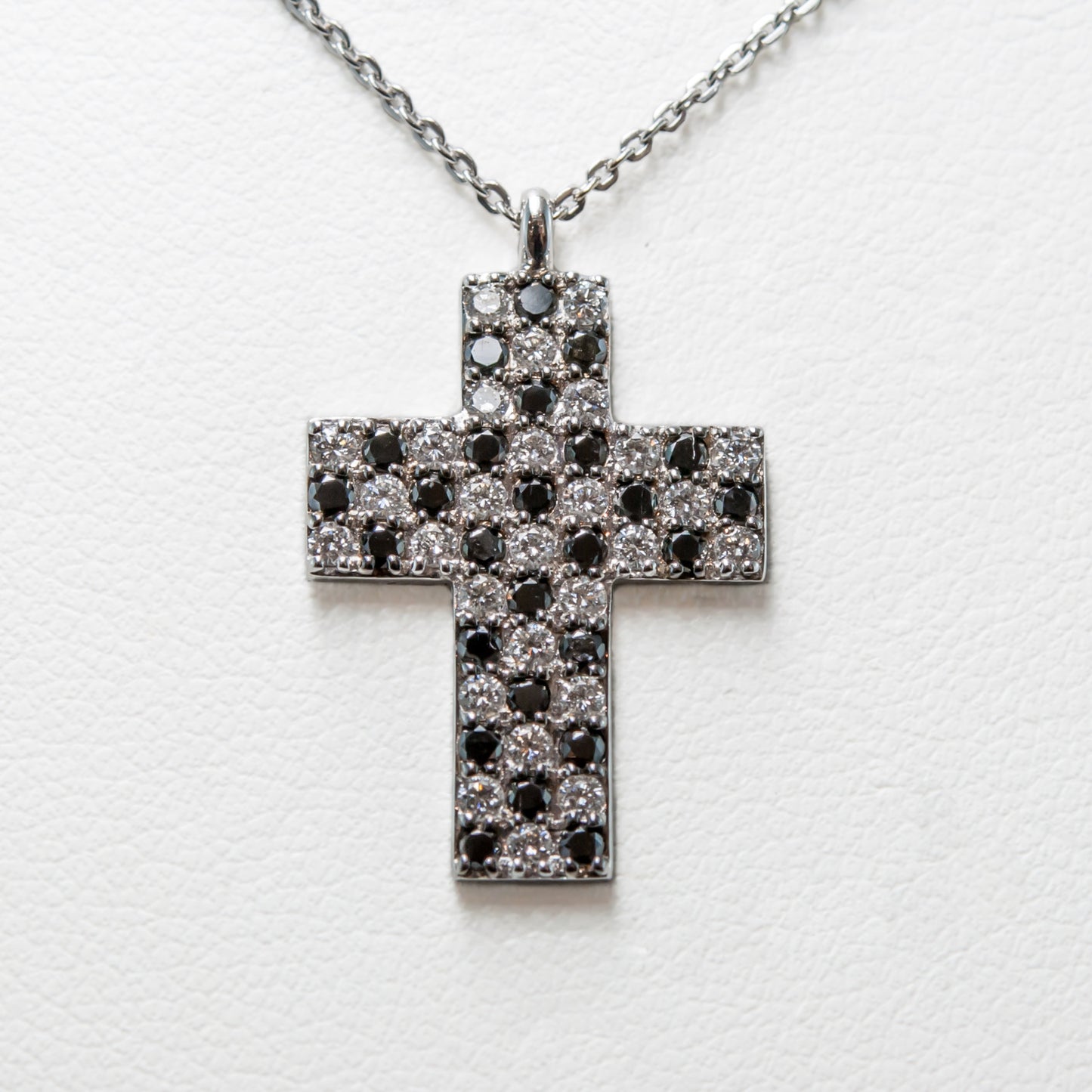 Black and White Diamond Cross Necklace