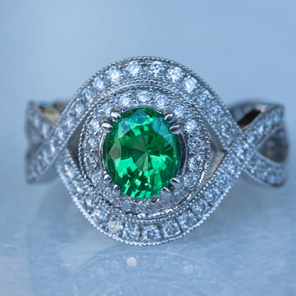 Tsavorite Garnet Ring in 18ct White Gold