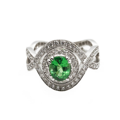 Tsavorite Garnet Ring in 18ct White Gold
